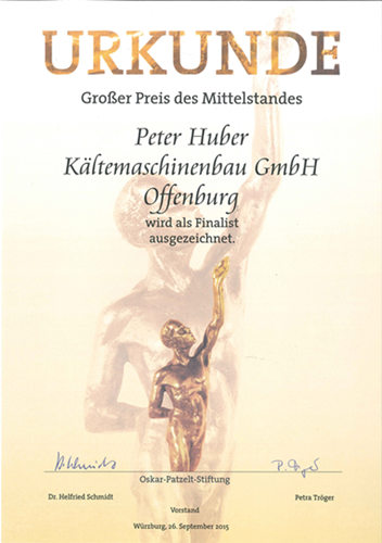 For more than 2 decades, the Oskar Patzelt Foundation awards the "Grand Prix of SME" to small and medium-sized companies as acknowledgment of their outstanding performance. In the ranking of isw Halle/S. in 2011, the competition was identified as most important German economic award that every year receives a great response Germany-wide. Petra Tr&ouml;ger, Executive Board of the Oskar Patzelt Foundation, highlights: "The competition is particularly about the economic results overall, as well as about sustainability and future orientation, not only for the company, but for the society as well". 